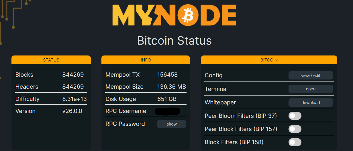 MyNode Bitcoin Node - UTXO Dreams